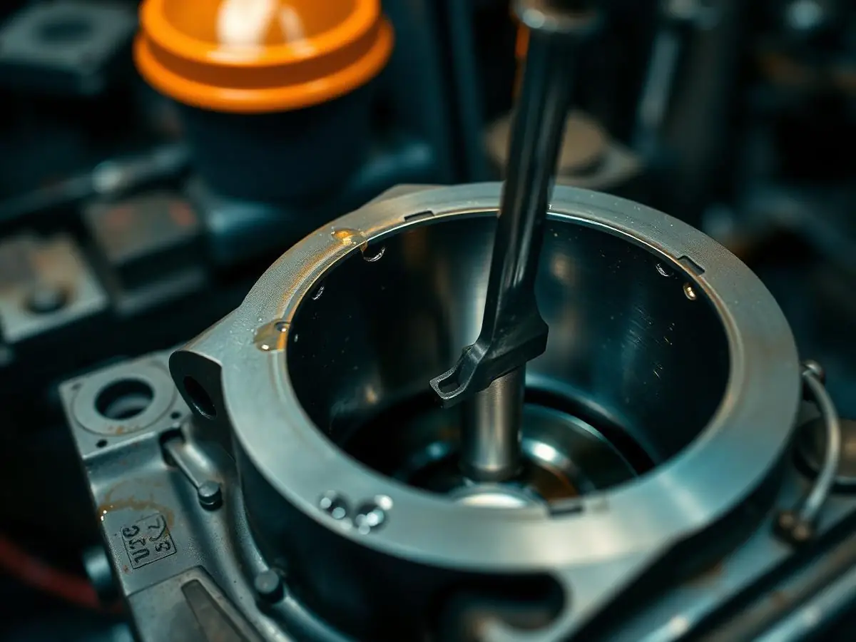 Brunimento dos cilindros de um bloco de motor diesel